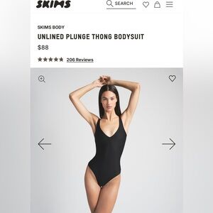SKIMS Unlined Plunge Thong Bodysuit - Black